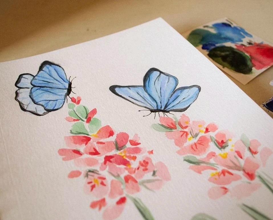 Watercolors: Blue Butterflies