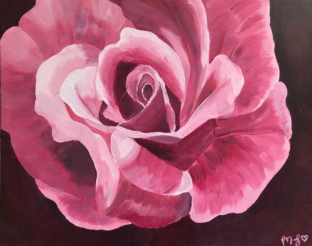 Acrylics: Pink Rose